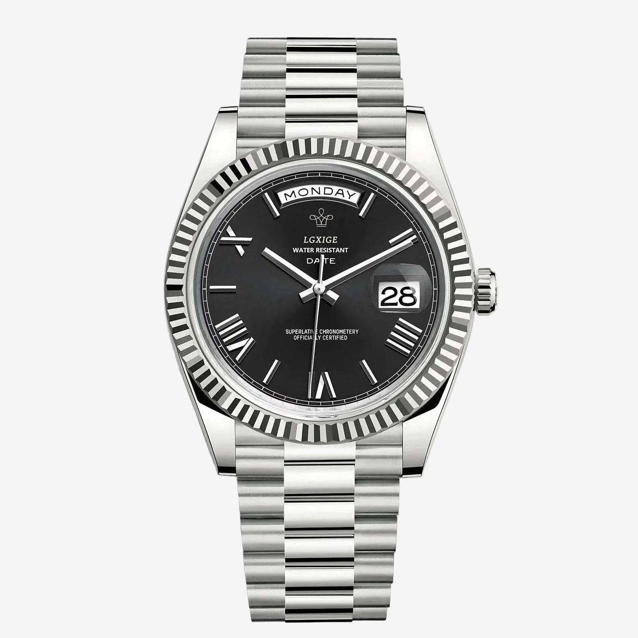 KYNOR DATE TIME - BLACK SILVER